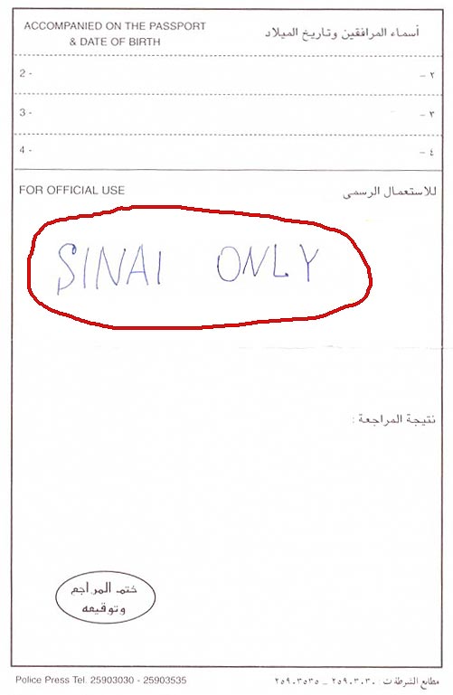 Миграционная Карта Sinai Only